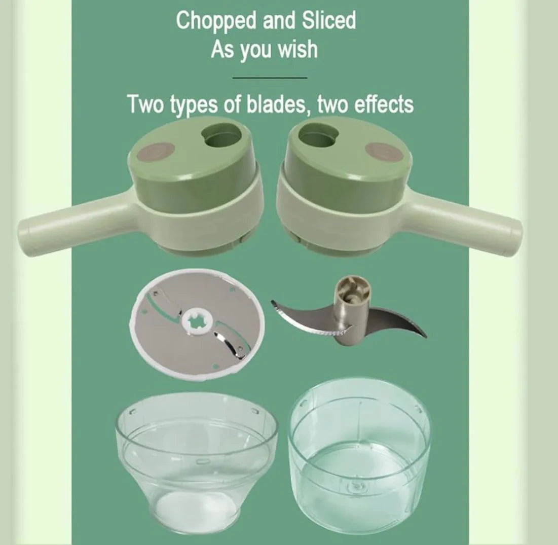 4 in 1 Handheld Electric Vegetable Cutter | قطاعة خضار كهربائية 4 في 1